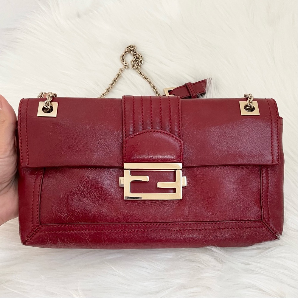 Authentic Fendi Vintage Baguette Bag Blood Red